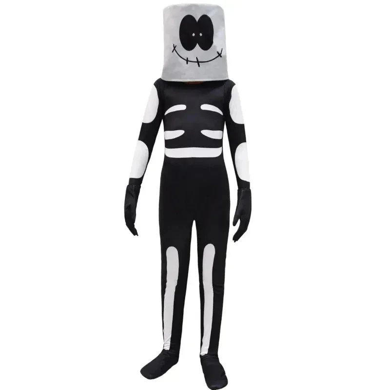 ♥2026 New Halloween Costume Cosplay Friday Night Funkin Spooky Month Skid Pump Kids Boys Party Jumpsuit Mask Skeleton Skull ★★★ view 5
