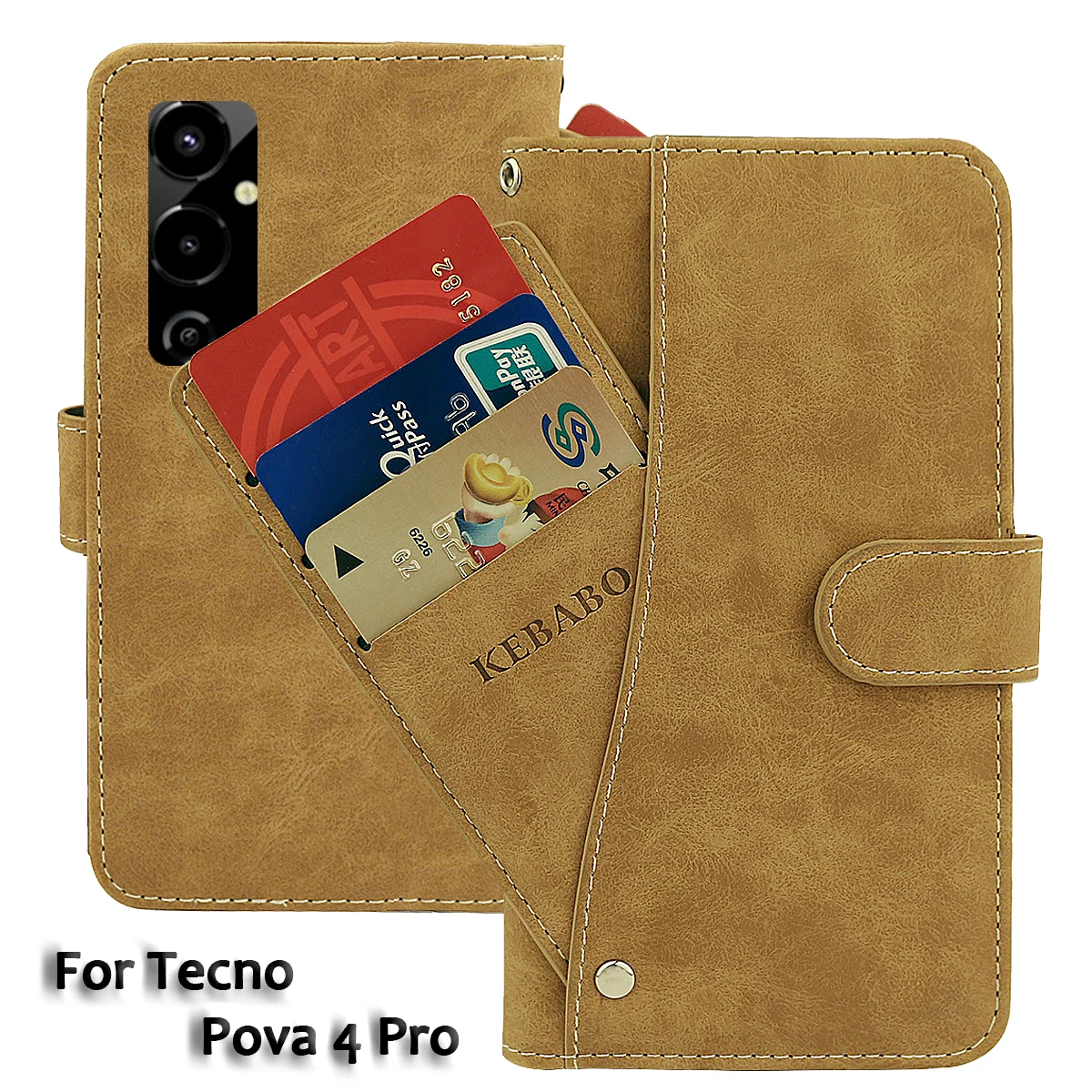 

Vintage Leather Wallet Tecno Pova 4 Pro Case 6.6" Flip Luxury Card Slots Cover Magnet Phone Protective Cases Bags