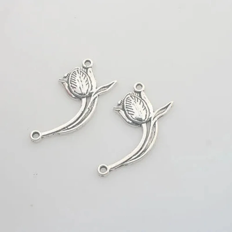 

10pcs 38*20mm Tibetan Silver Beautiful Flower Tulip Charm Connectors Design X0129 Jewelry Making Supplies