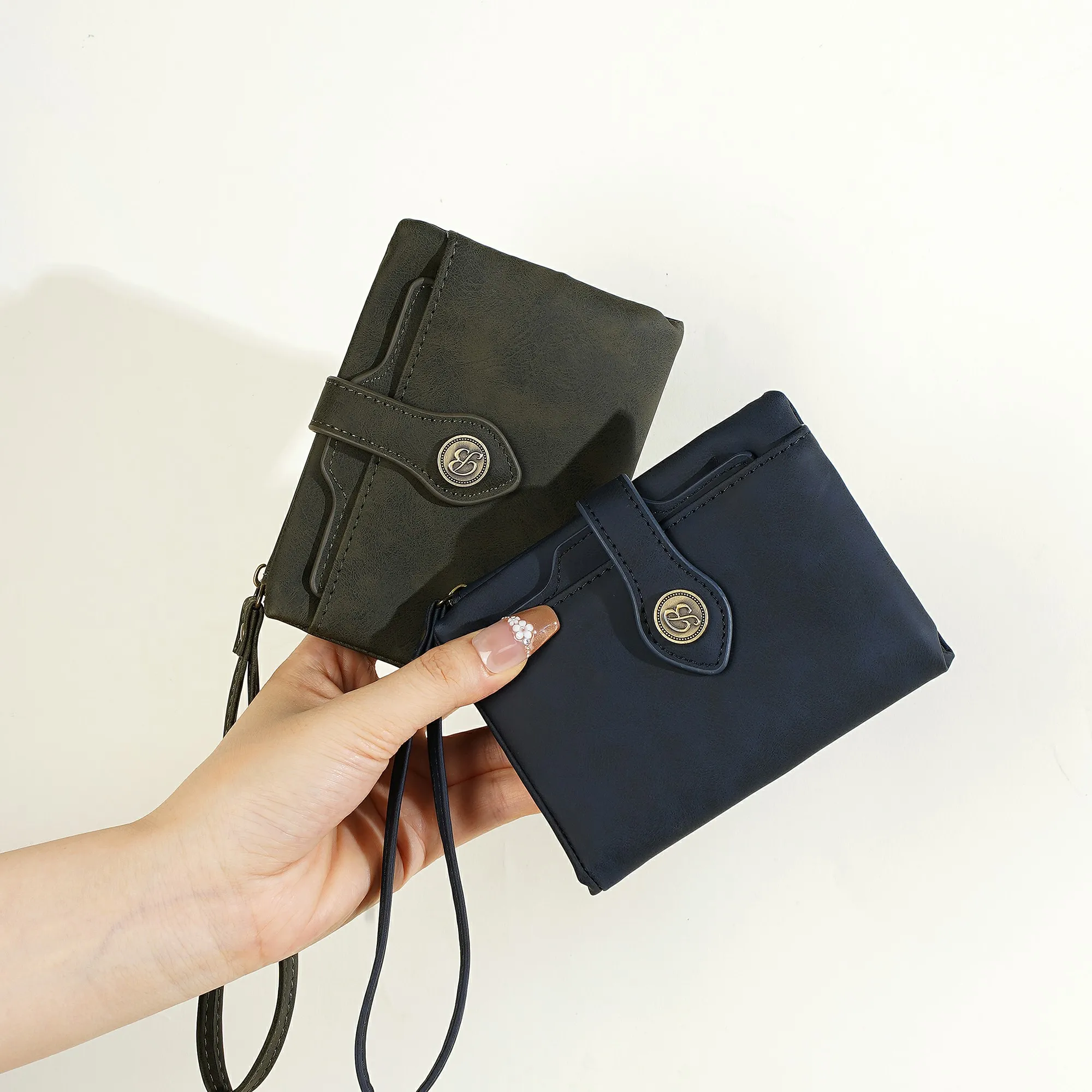 1 Stück - Baellerry Damen Vintage PU-Leder Kurzbörse mit 80% Rabatt, mit Handgelenkschlaufe, 8 Kartenfächern + Ausweisfenster + abnehmbarem Kartenhalter, praktisches Geburtstagsgeschenk für Frauen. – Detail 9