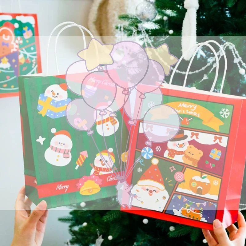 

С Рождеством, крафт-бумага, подарочные сумки, упаковка для детей, сумка для хранения конфет, закусок, сувениры для дня рождения