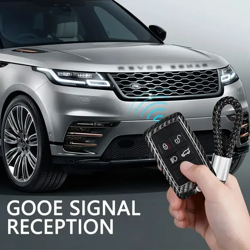 Key Fob Cover For Range Rover With Key Chain Carbon Fiber Key Case For Land Rover Defender 10S HSE Sport Dsicovery HSE Velar