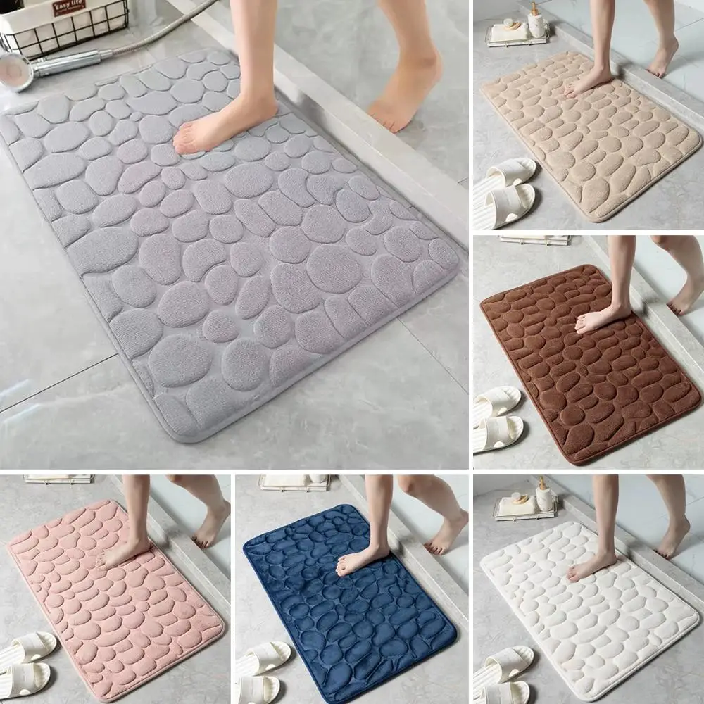 Cobblestone Embossed Bath Mat Non-slip Carpets Water Absorption Washable Bathtub Floor Rug Shower Doormat Bathroom 3D Non Slip