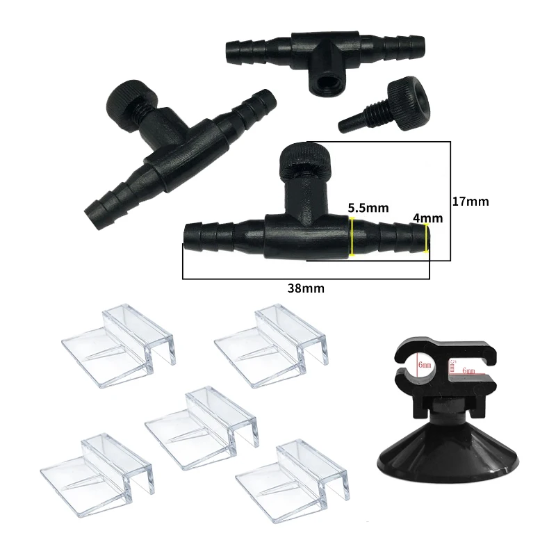 4/5/8/10pc Aquarium Air Flow Control Valve Tap For 4mm Oxygen Tube Aquarium Accessories Acrylic Clips Glass Cover Support Holder