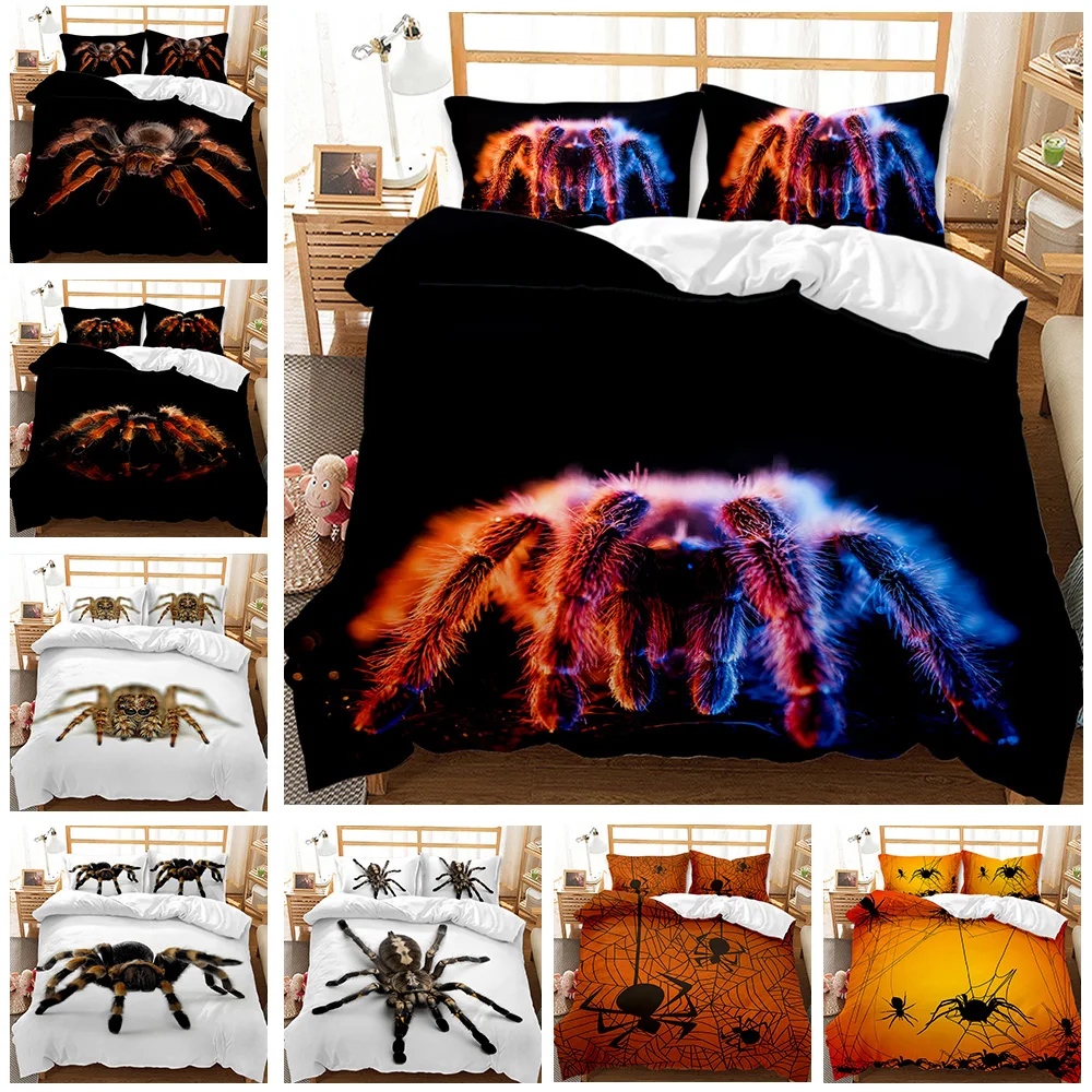 

3D Print Microfiber Tarantula Printing Bedding Set - Insect Theme Duvet Cover with Black & Brown Spider