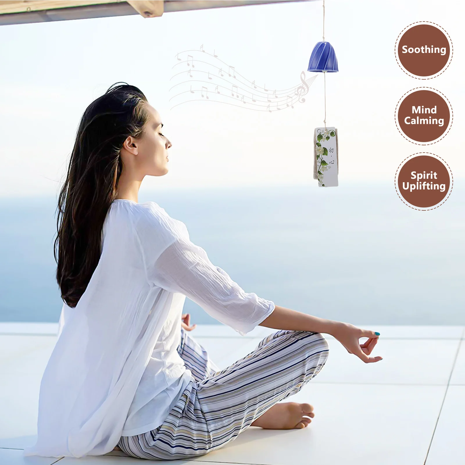 

1Pcs Creative Wind Chime Bell Japanese Style Ceramic Hanging Decor for Room Garden Welcome Ambiance Japanese Style Wind Chime