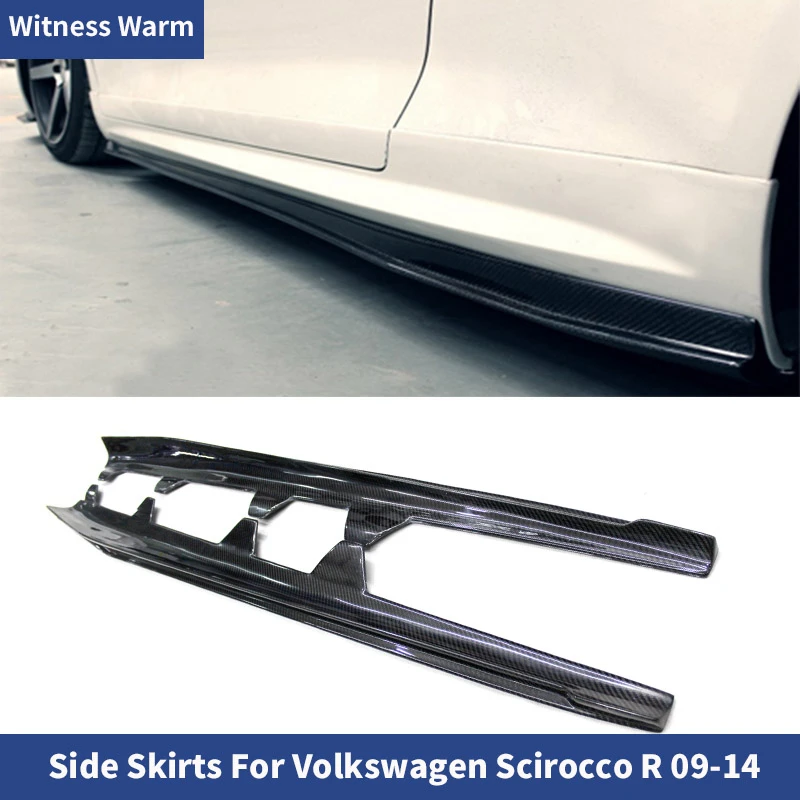 Carbon Fiber Side Skirt Skirts Apron for Volkswagen Scirocco r Bumper 2009 2010 2011 2012 2013 2014