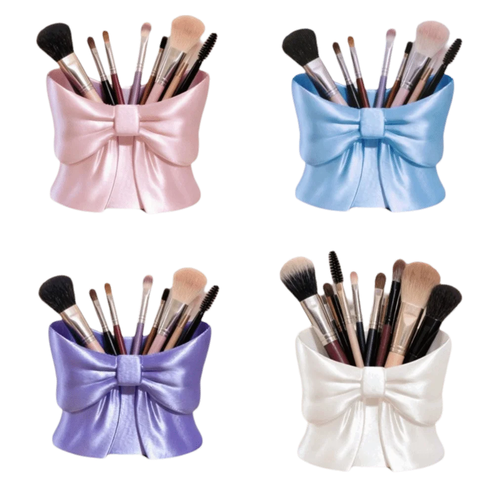 Cute Bow 3D Printed Pen Container 3D Printed PS Cosmetic Brush Storage Box TPU Makeup Brush Holder Desk
