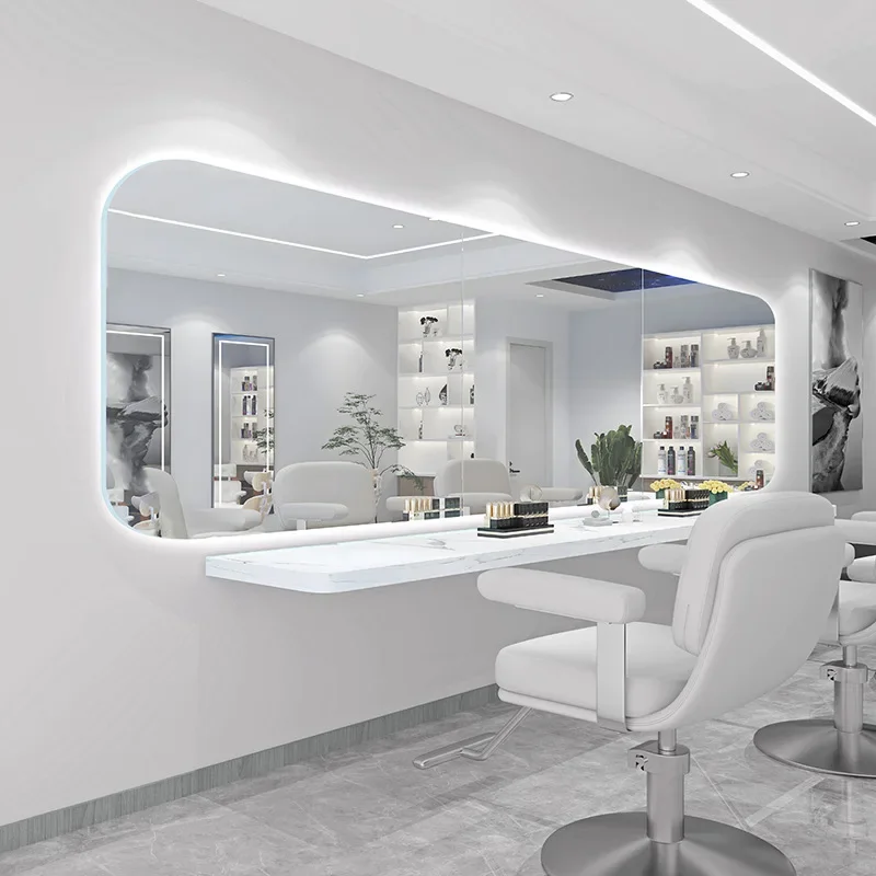 Special hair cutting perm and dyeing mirror with LED light hanging horizontally Datong mirror high-end hair