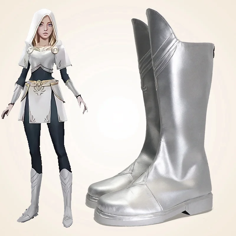 

Игра LOL Luxanna Косплей LOL Luxanna Crownguard Серебряная обувь для косплея Сапоги Хэллоуин