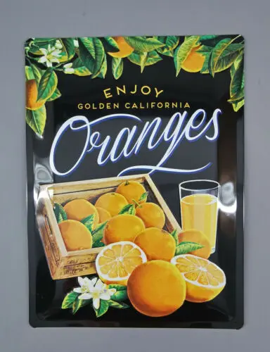 Letrero de Metal dorado Golden California Naranja, Retro, Vintage, 30x40cm, 9974104-x