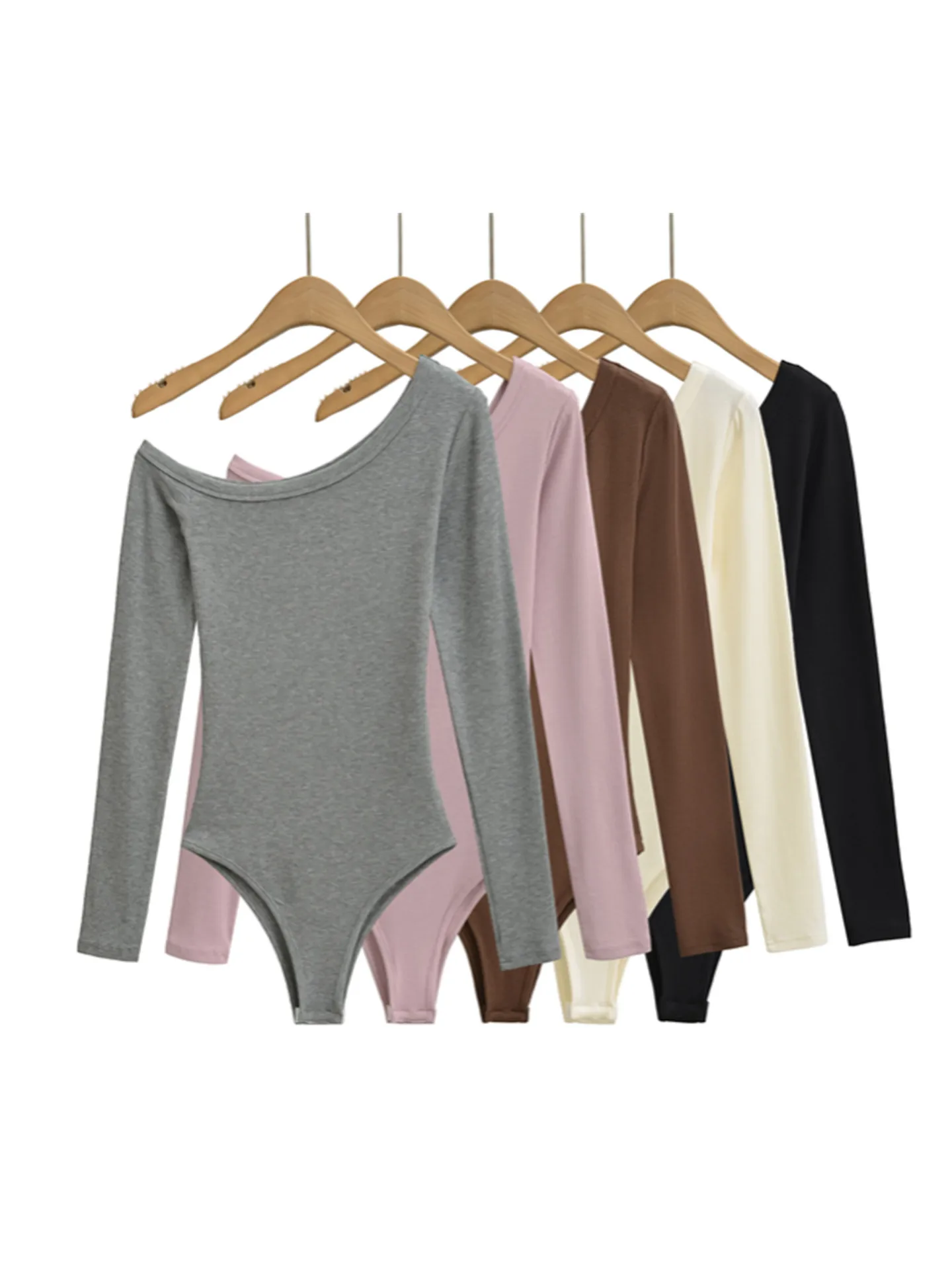 Sexy épicé fille Sle longue Sve Onesie vêtements intérieurs couleur Pure minceur couche de Base irt oulder conception trajet Tube droit