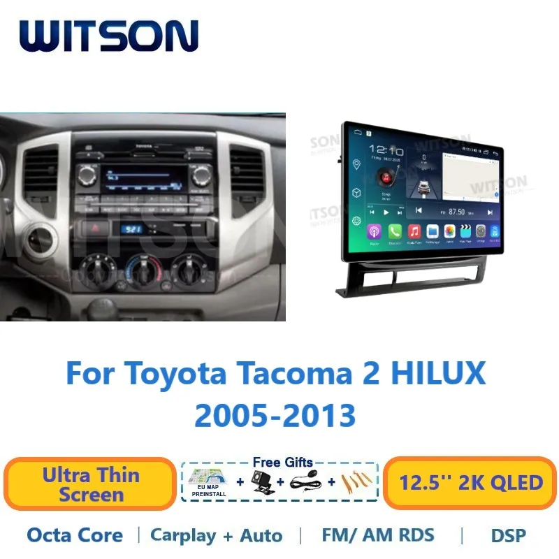 WITSON Android Car Multimedia For Toyota Tacoma 2 HILUX 2005- Carplay DSP 12.5'' 2K QLED Auto Stereo Radio Navi GPS Multimedia