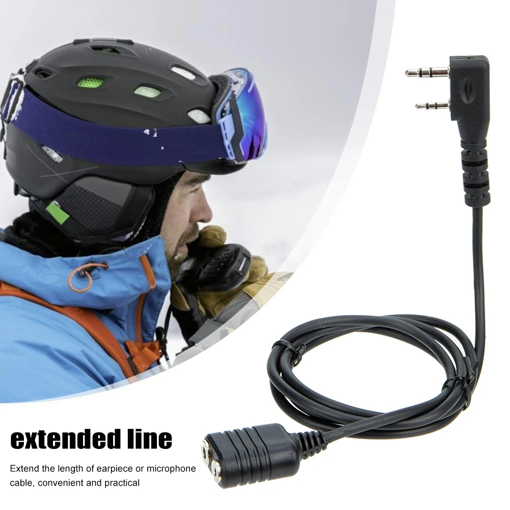 1m Speaker Mic Extension Cord 2-Pin K Type Headset Mic Cable Replacement Ham Radio Accessory for Kenwood for Baofeng -5R 888S
