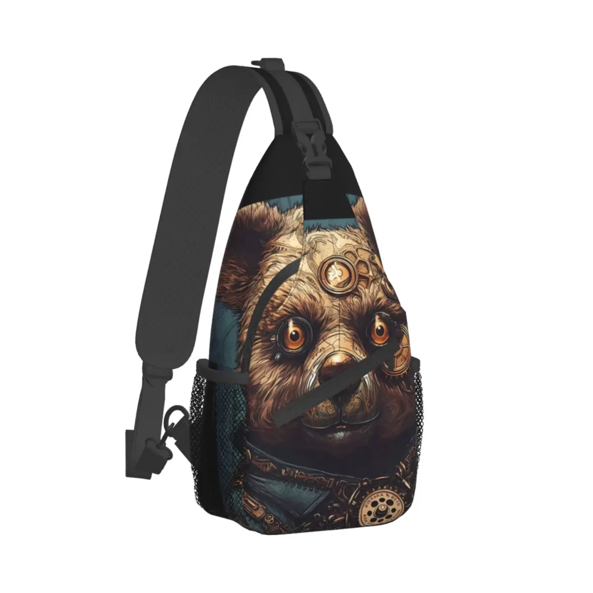 

Steampunk Victorian Retro Futuristic Crossbody Chest Bags Teddy Bear Pockets Travel Pack Messenger Sports Teens Shoulder Bag