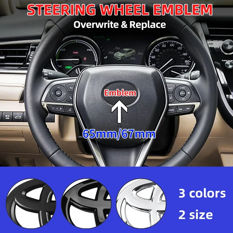 65mm 67mm Car Steering Wheel Badge Emblem Sticker for toyota RAV4 proado Camry yaris AVALON CHR PREVIA LEVIN PRIUS Vios REIZ