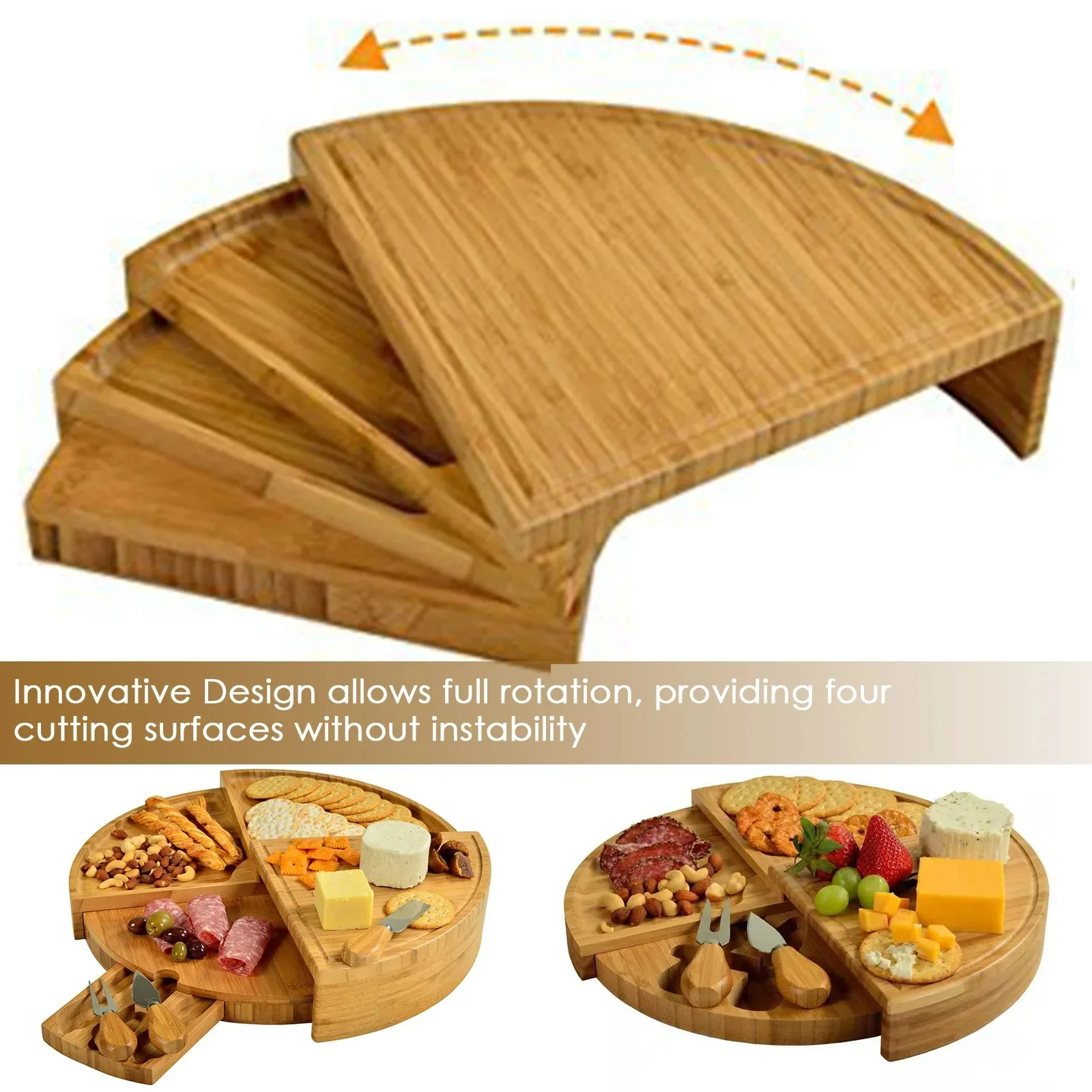 1Set Cheese Board Cutlery Cutter Set with Slide Out Drawer Cooking Tools Slicer Fork Scoops Cut Kitchen Storage