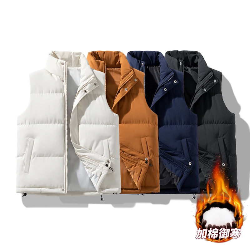 

High Quality Winter Men's Padded Vest Coats Men Casual Outdoor Mountain Warm Windbreaker Sleevless Jacket Men Vests Clothing