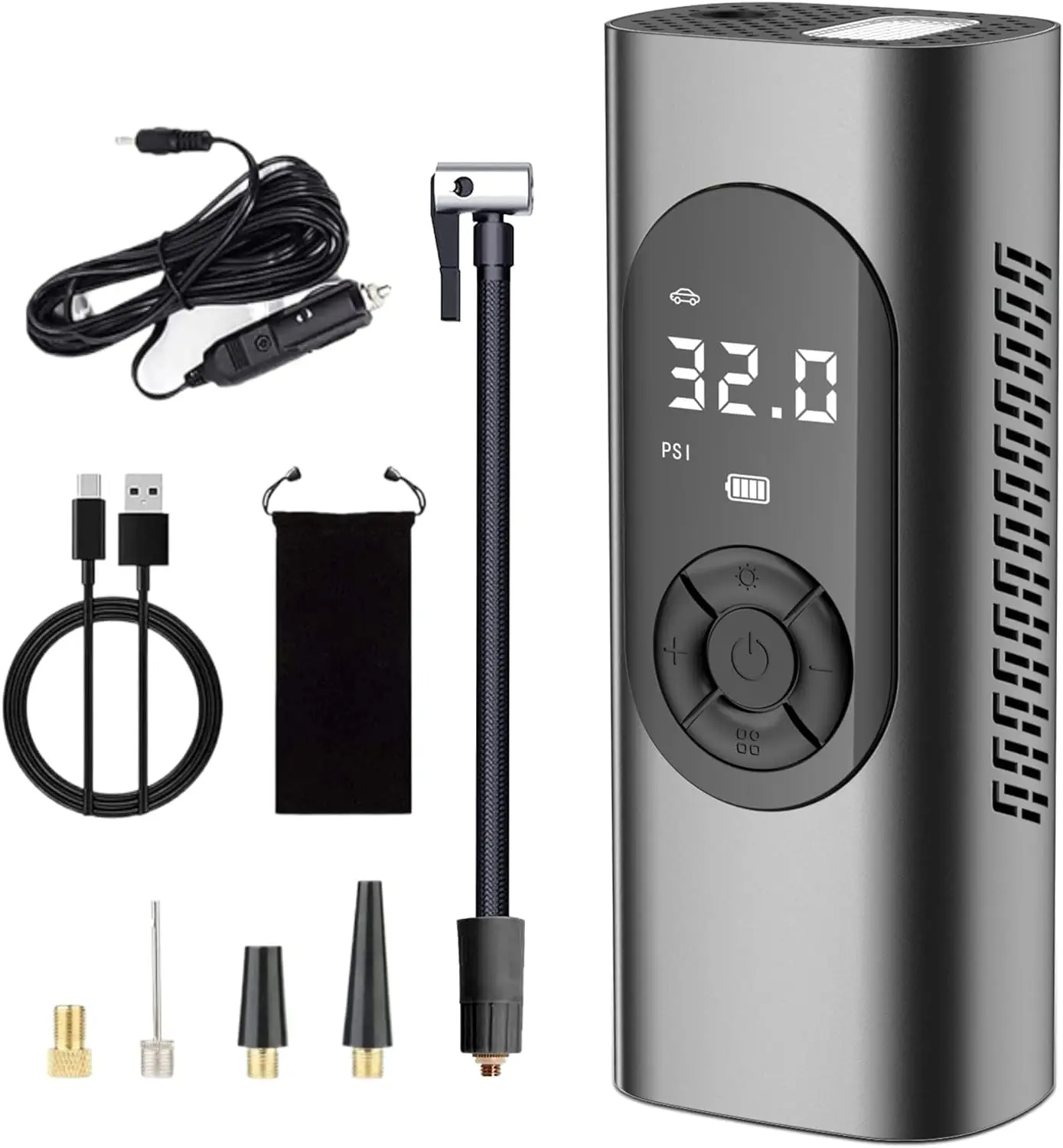 

Portable Tire Inflator 150PSI Cordless Air Pump with 6000mAh Battery & LED Light for Cars, Bikes, Balls, Motorcycles