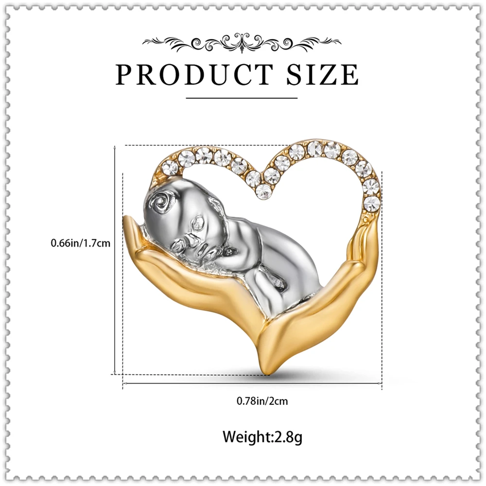 Hanreshe Obstetrics Newborn Pin Medical Copper Metal with Crystal Baby Brooch Lapel Badge Jewelry for Obstetrician Midwife Gifts