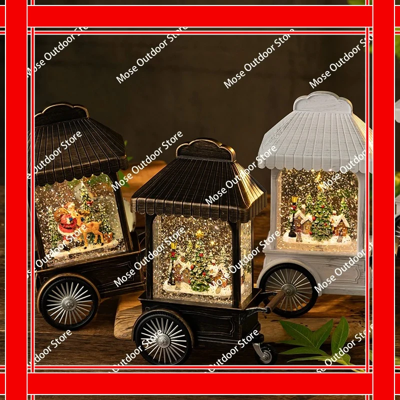 Christmas Decoration Snow Music Box Retro Ornament Wind Lamp Book Children's Crystal Ball Model