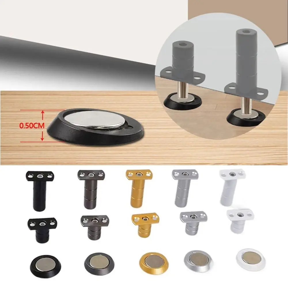 Stainless Steel Door Stops With Screws Mute Buffer Door Stopper Magnetic Door Resistance Invisible Door Holder Hardware