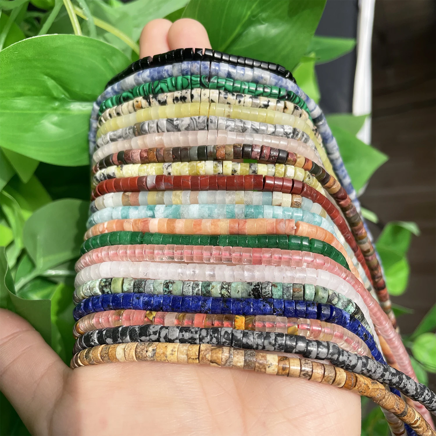 Natürliche Türkis-, Quarz- und Lapislazuli-Rondell-Abstandsperlen 4x2mm Flache Runde Scheiben-Steinperlen für Schmuckherstellung DIY Armband – Detail 5