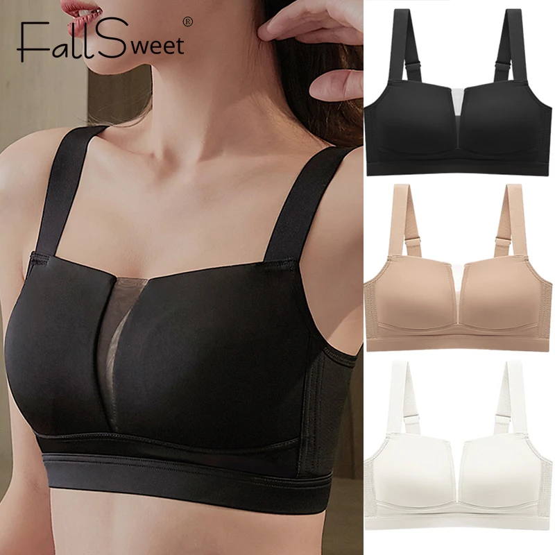 FallSweet Wireless Minimizer Bra for Large Bust Women Plus Size Adjustable Comfortable Breathable Thin Cup Bralette Lingerie