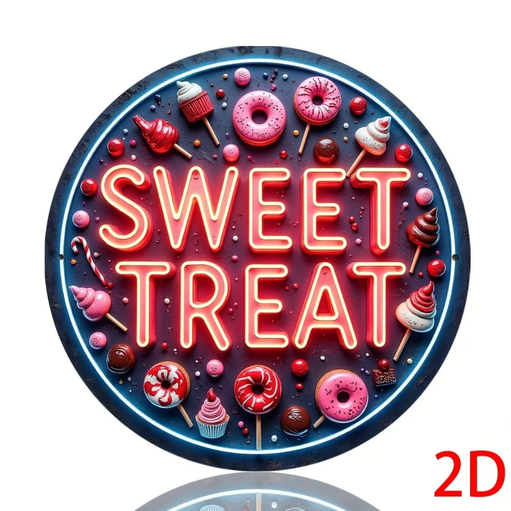 CIFBUY Retro Neon Dessert Sign Aluminum Wall Art Waterproof Fade Resistant Durable Metal Decor for Home Cafe Bakery Restaurant