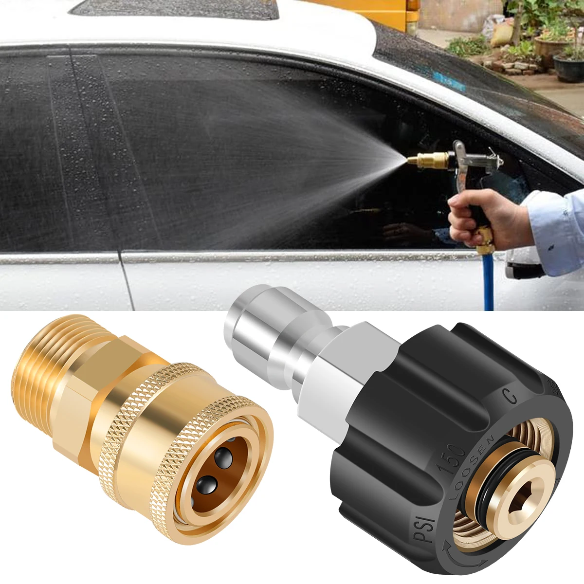 4Pcs Pressure Washer Adapter M22 14mm High Pressure Washer Quick Connector Fittings 5000PSI Pressure Washer Hose Adapter