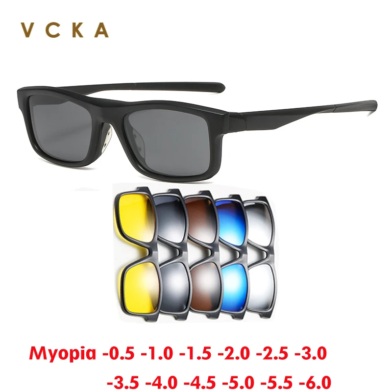 VCKA Magnet Clip Myopia Sunglasses Sports Women MenGlasses Prescription -0.5 to -10  Outdoor Spectacles Anti-blue Light Eyewear