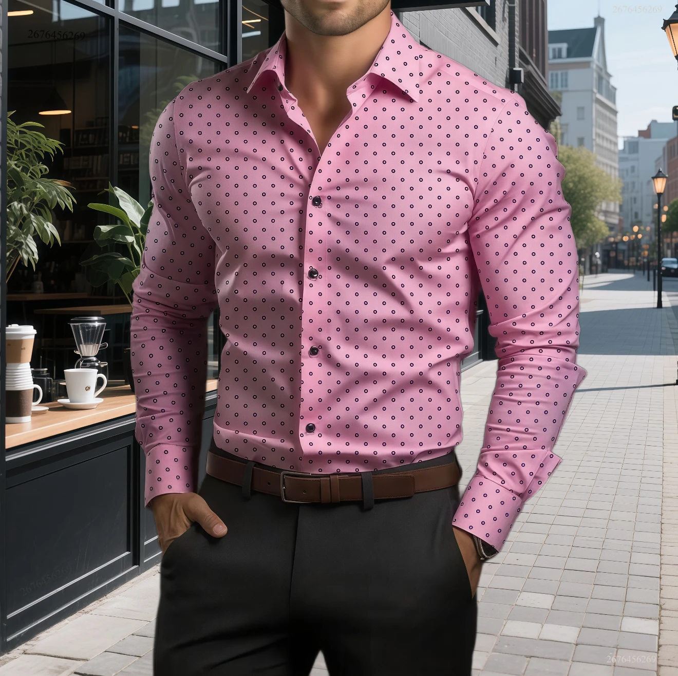 Men's shirt casual fashion polka dot business shirt daily summer vacation long sleeve shirt oversized design fast delivery