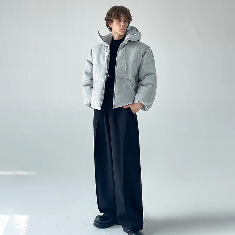 LUZHEN 2025 موضة الشتاء بلون سميكة الدافئة مقنعين سترة سترة الرجال وسيم عالية طوق معطف مبطّن عادية JY5047 #6