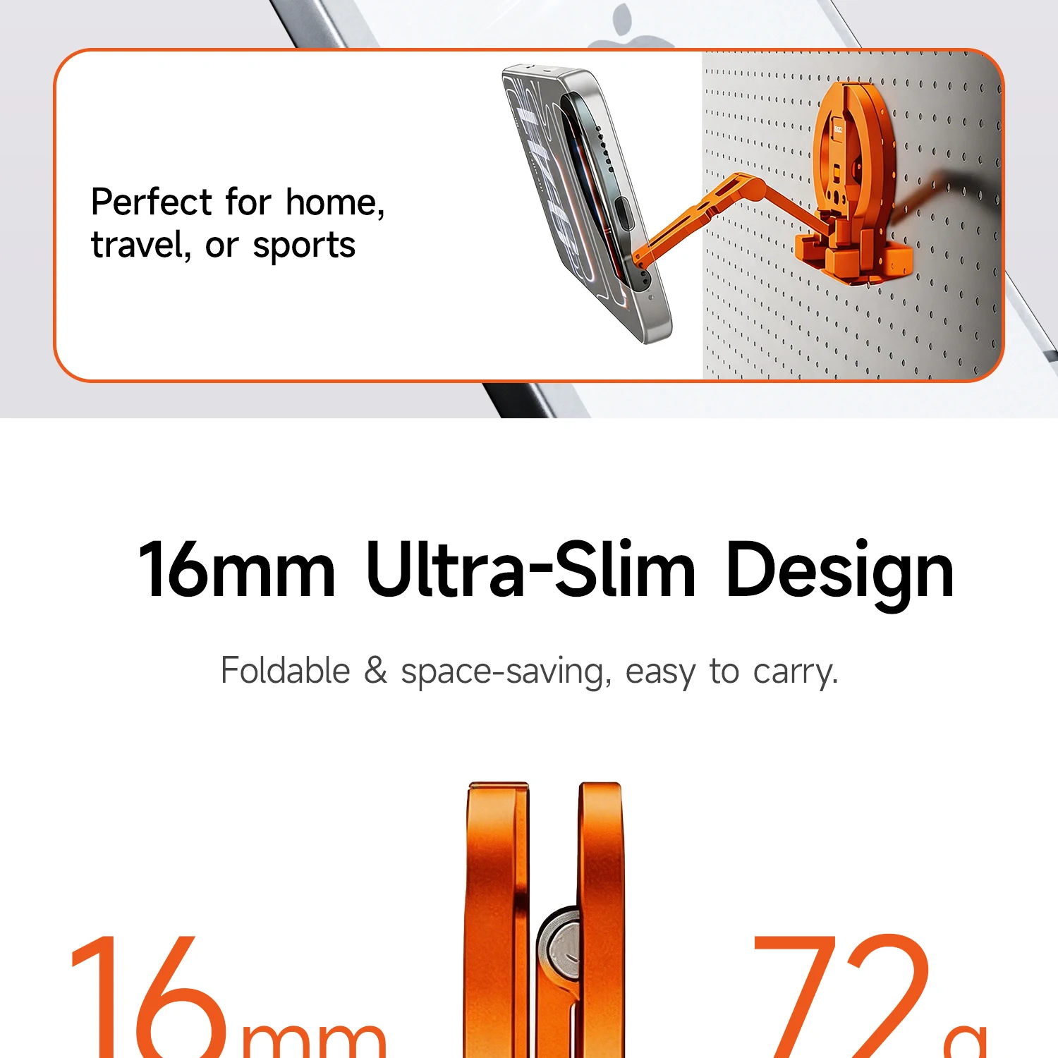 COBONE Doppelseitiger Magsafe-Handyständer 360 ° Verstellbares, faltbares Stativ mit 1/4-Zoll-Halterung und Karabiner für Vlog-Live-Aufnahmen – Detail 5