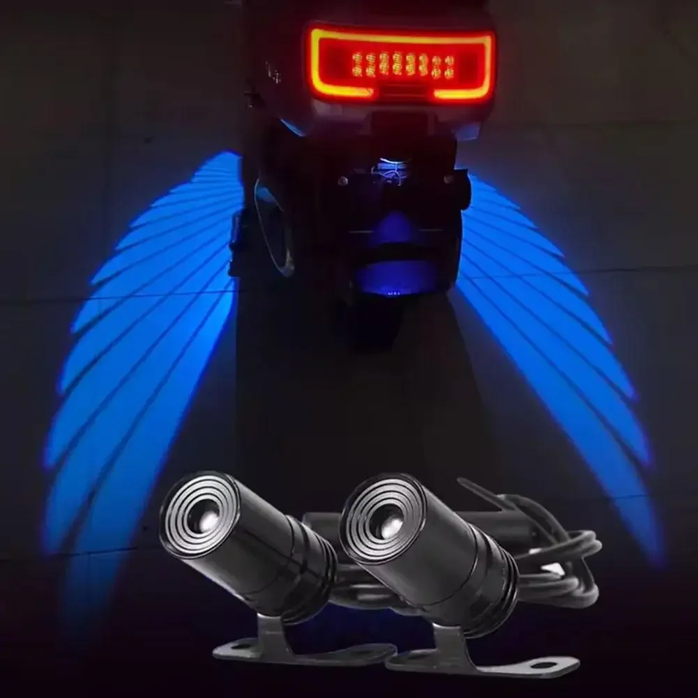 2pcs Angel Wings Welcome Light For Motorcycle LED Underbody Light Projector Decorative Atmosphere Light Accessories 2024