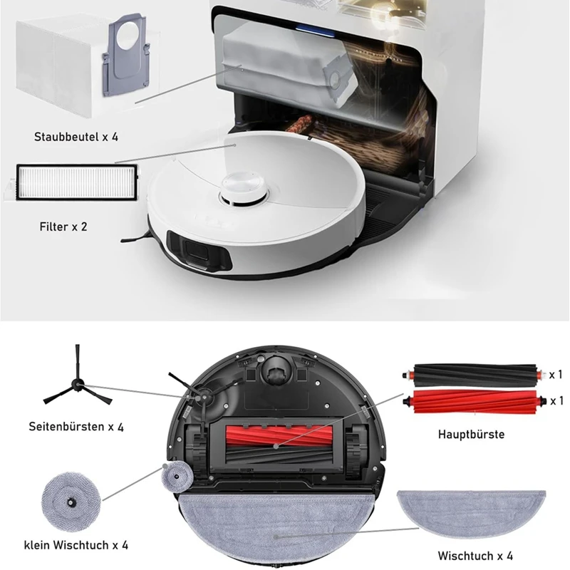 Für roborock s8 maxv ultra roboter staubsauger hauptseite bürste hepa filter mop tuch lappen staubbeutel ersatzteile