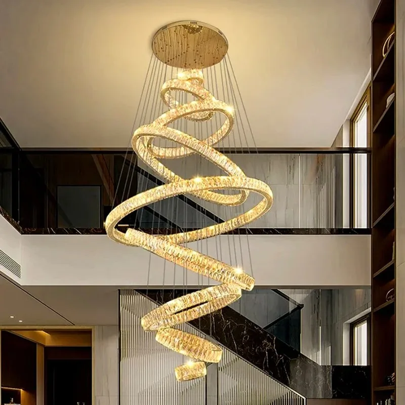 

Современное украшение дома, хрустальная люстра, лестница, подвесной светильник, подвесные светильники для гостиной, внутреннее освещение