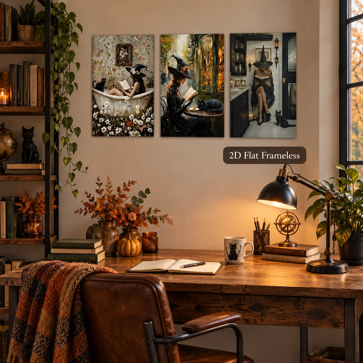 3 Halloween art posters, Gothic witch oil paintings, creative murals, birthday gifts, living room, bedroom, kitchen, bathroom, c