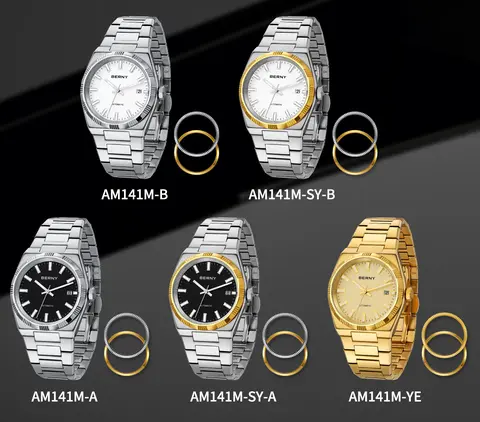 BERNY Automatisk Guldfärgad Herrklocka Safirfärgad Lysande PT5000 Klocka AR-beläggning Lyxig Utbytbar Bezel 5ATM Klockor för Herr 8 best sales pt5000 - №7