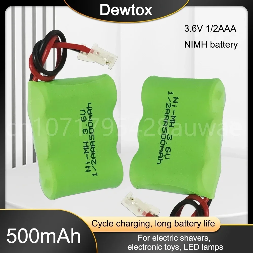 3.6V 1/2AAA 500mAh Oplaadbare NI-MH Batterij voor Speelgoed Noodverlichting Draadloze Telefoon Afstandsbediening met Plug batterij