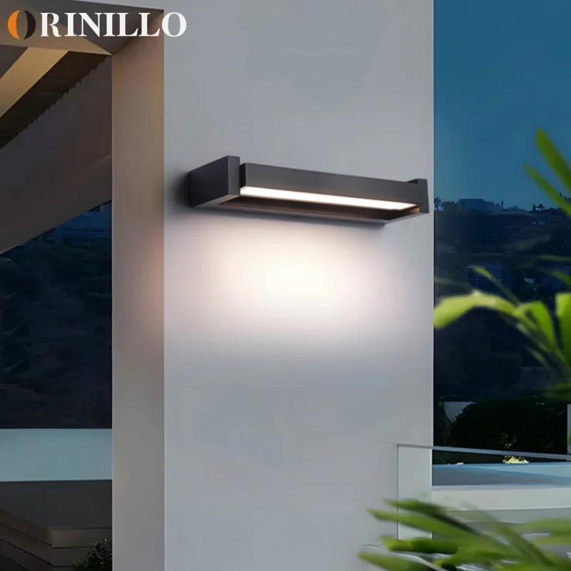 

Outdoor rotating wall lamp, modern and simple long LED strip, front wall, courtyard villa lamp