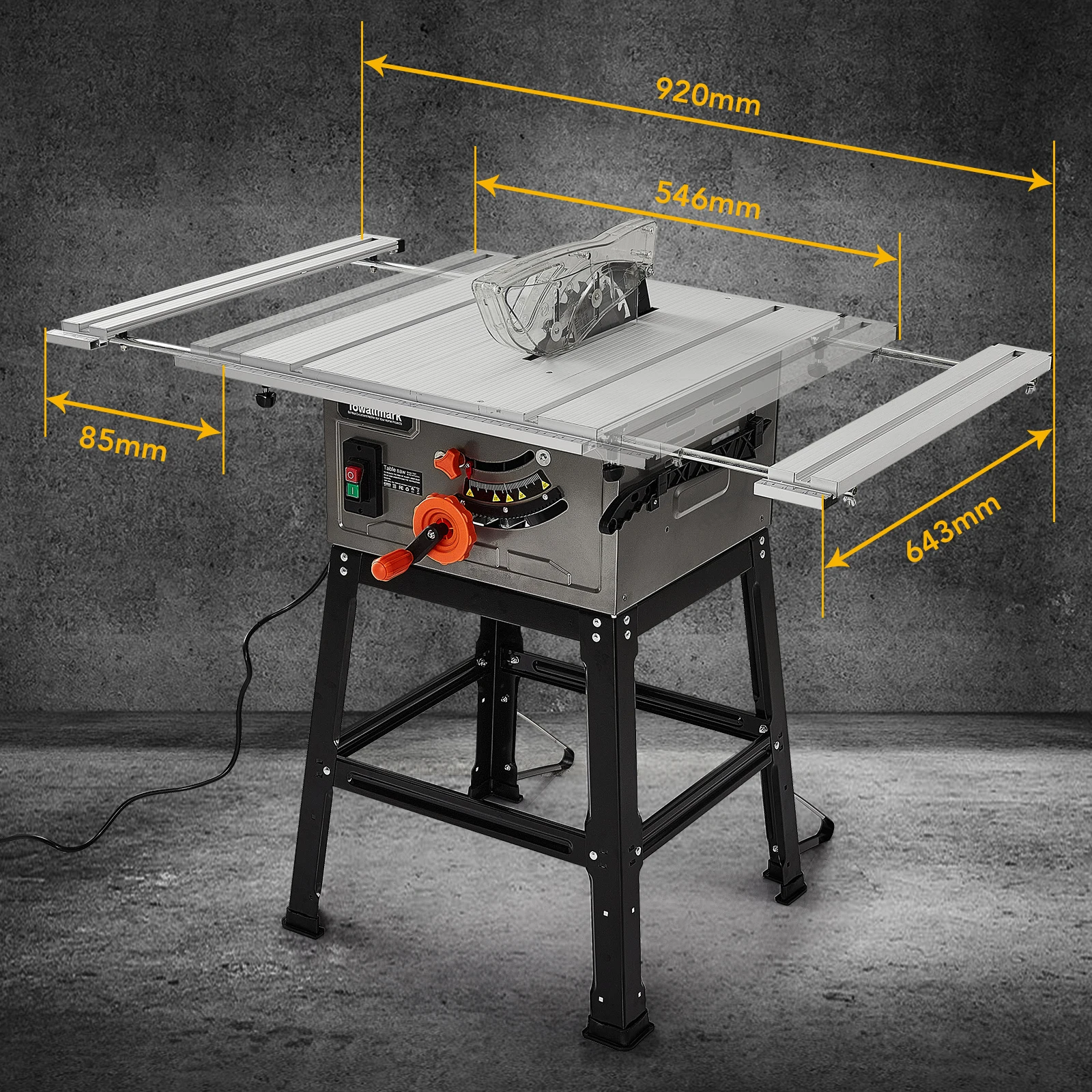 Table Saw 10 Inch, 15 Amp 5000 RPM Powerful Table saw With Stand & Protective Cover, Adjustable Depth, for Woodwork