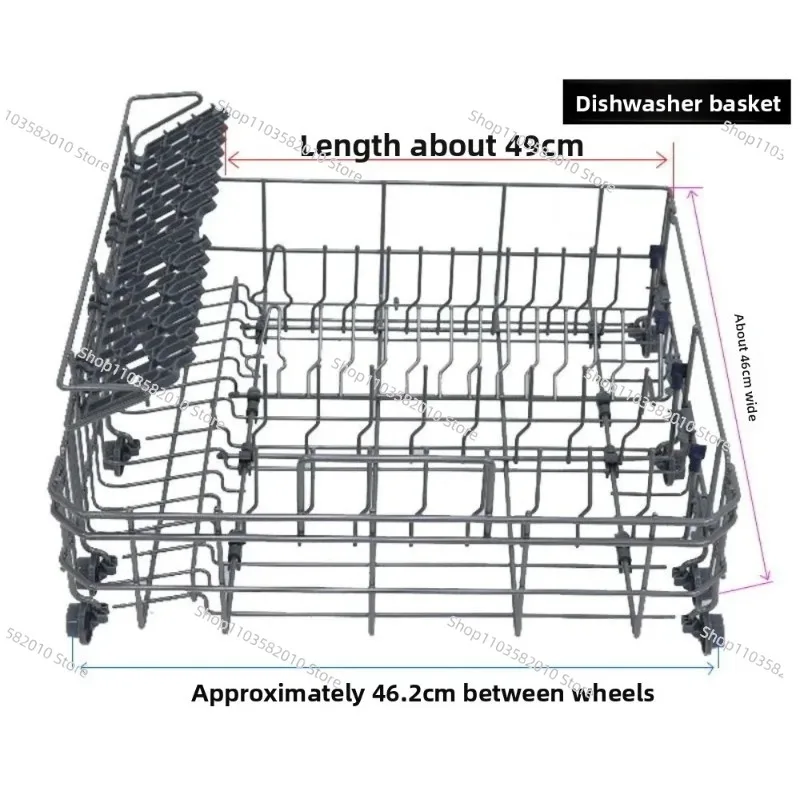 Sturdy Dishwasher Basket Complete Assembly, Wear-Resistant Replacement Dish Rack for Multiple Models