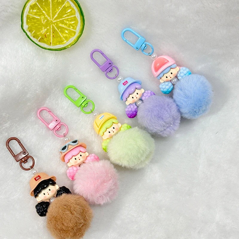 Cute Molinta Popcorn Sister Plush Ball Pendant Keychain Mobile Phone Case Accessories Backpack Hanging Ornaments