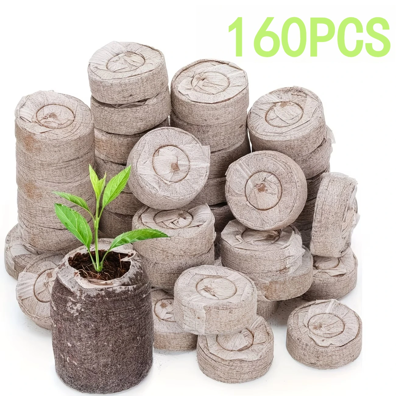 20-160 Unidades de Pellets de Turba Biodegradables Profesionales para Germinación, Garantizan una Alta Tasa de Germinación para Plántulas y Plantas Jóvenes