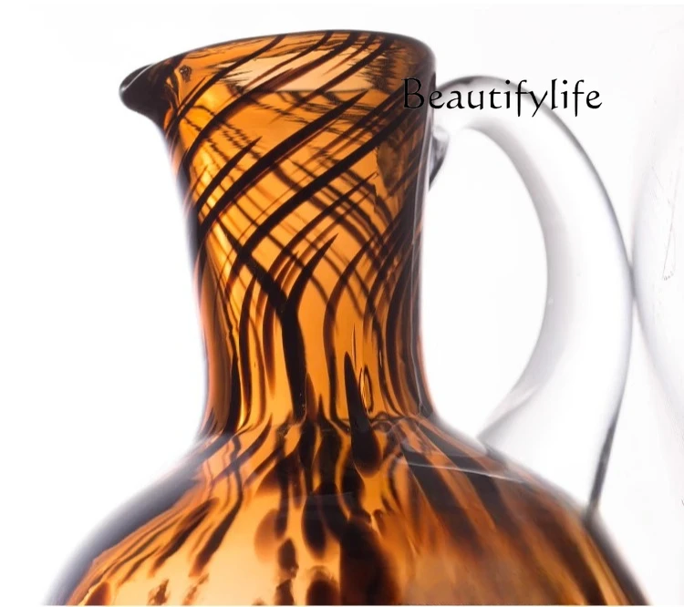 Modern Design Amber Leopard Printed Glass Vase Ornament Home Decor Water Sponsor