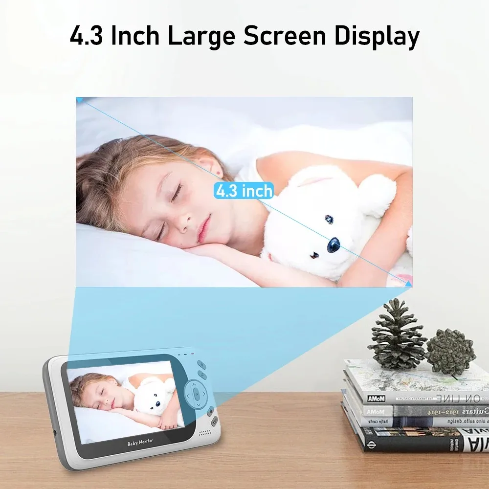 4.3 Inch 2.4G Wireless Video Baby Monitor With Remote Pan Tilt Camera 2 Way Intercom Night Vision Kids Security Surveillance