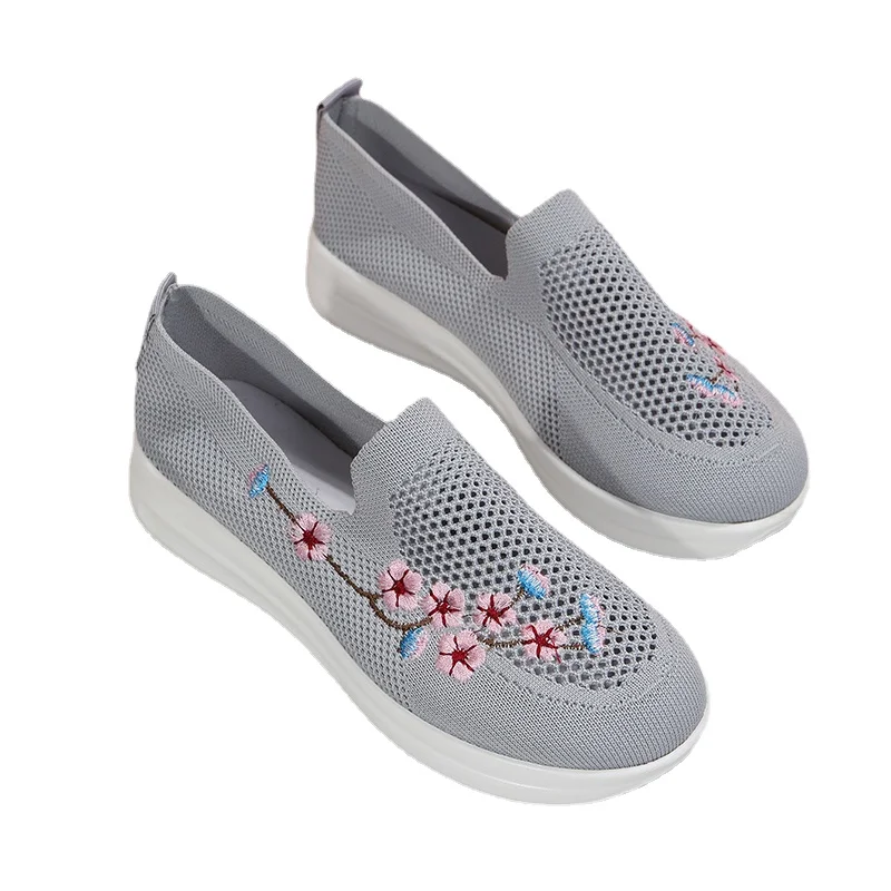 Women flat shoes  Mesh Breathable Floral Comfort Shoes Soft Solid Color Fashion Female Footwear Lightweight Zapatos De Mujer