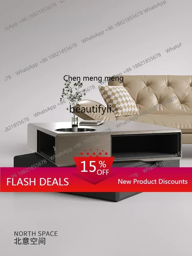 k182Cube Coffee Table Small Apartment Light Luxury Rotating Storage Square Living Room Creative Coffee Table Home