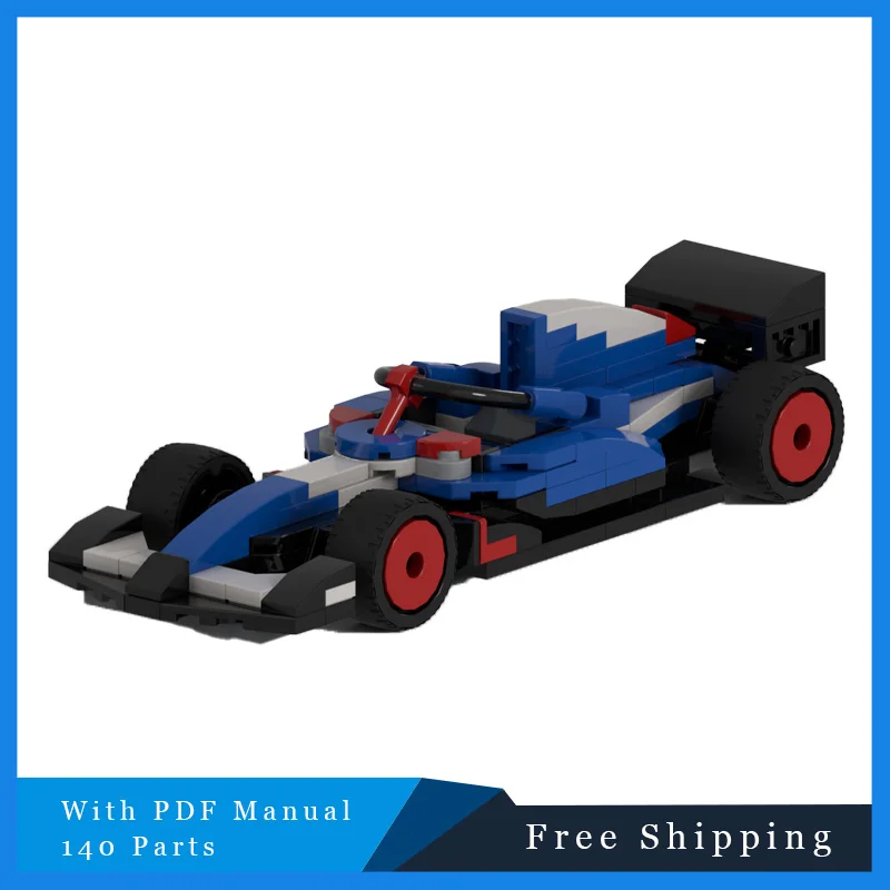 140 PCS City Blue Creative Speed Racing Modular MOC Creative Building Blocks STEM Education Children's DIY Set Christmas Gifts